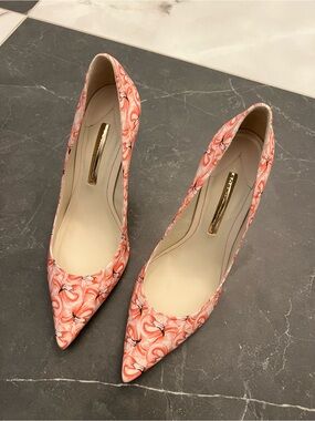 Sophia Webster Lola Dreamy Flamingo Print Pointed Toe Pumps Size 40 Pink
